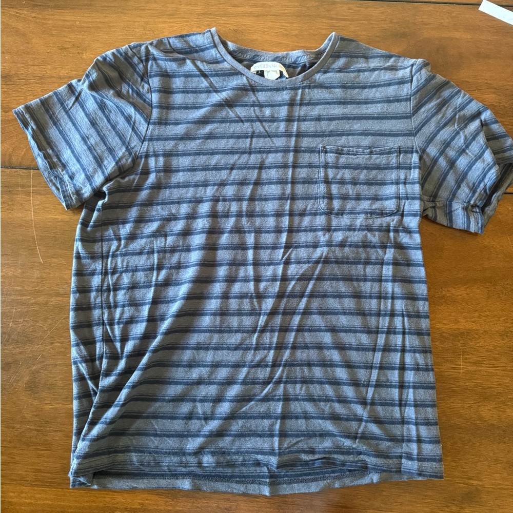 Outerknown Navy Striped Short Sleeve Tee